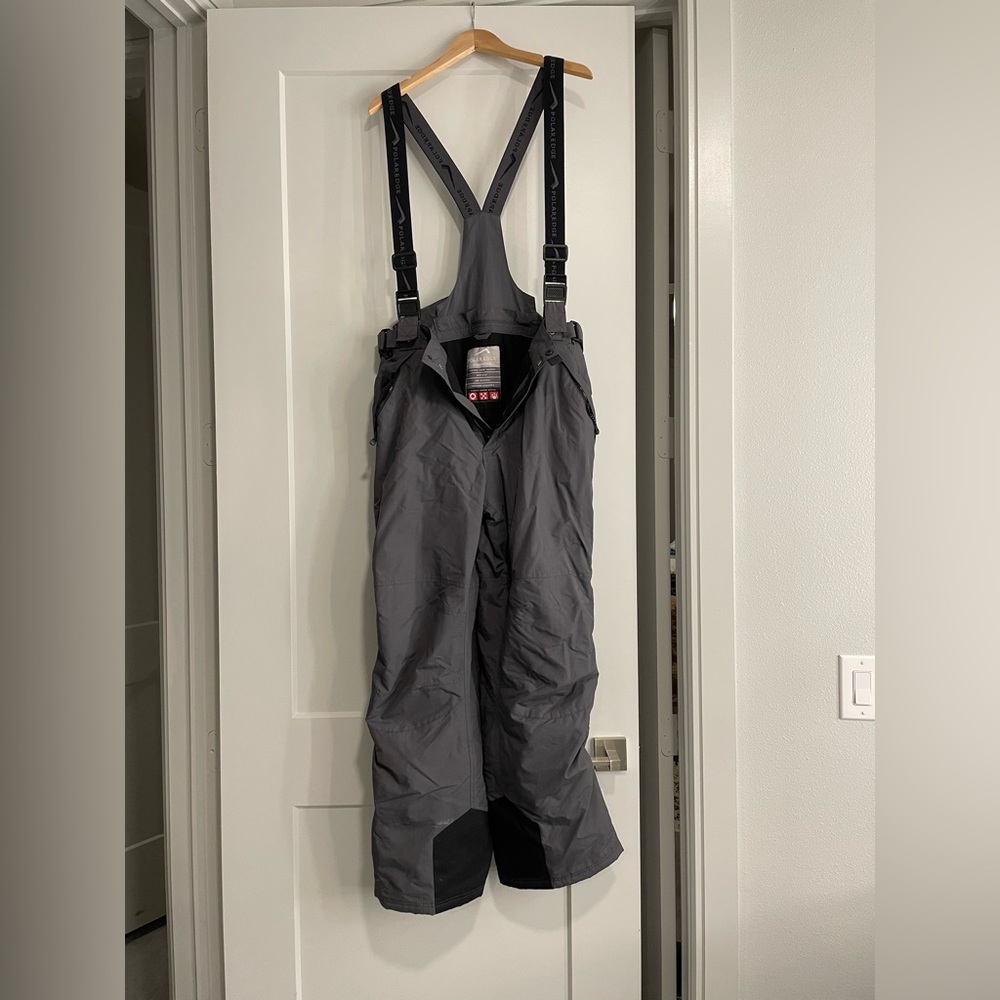 Polar Edge Men’s Aspen Grey Bib Snow/Ski Pants with Suspenders Size L